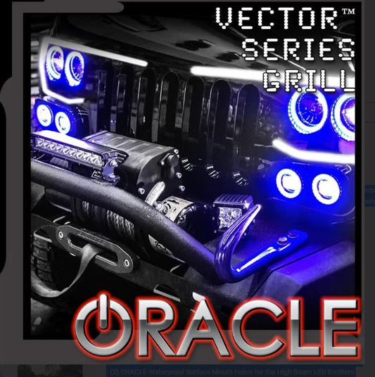 Oracle Lighting 5835-330 - Vector Series Grill LED Halo Kit - JK/JL/JT - ColorSHIFT - w/RF Controller