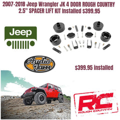 Rough Country 656 2.5" Jeep Suspension Lift Kit with No Shocks for  2007-2018 Jeep Wrangler JK 4-DOOR