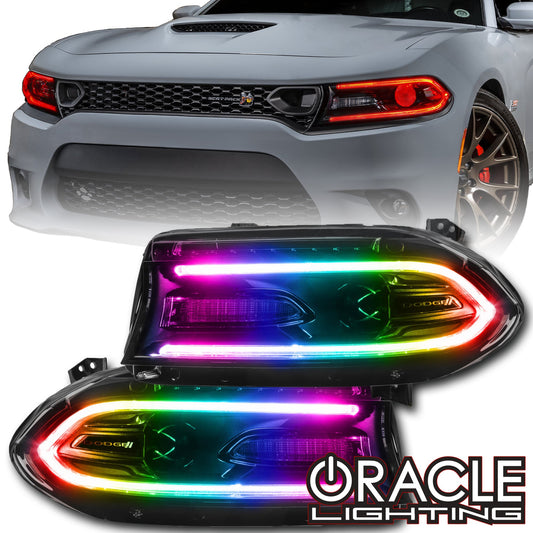 Oracle Lighting 1443-335 - 2015-2021 Dodge Charger ColorSHIFT RGB+W Headlight DRL Upgrade Kit - ColorSHIFT - w/BC1 Controller