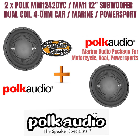 2 x POLK MM1242DVC / MM1 12" SUBWOOFER / DUAL COIL 4-OHM CAR / MARINE / POWERSPORT