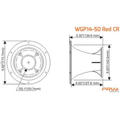 PRV AUDIO 2 Inch Exit Horn Waveguide WGP14-50 RED CR Bolt On Compression Drivers