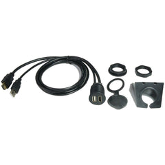 PAC HDMI-USB-CBL Dash-Mount, 3 foot Extension Cables for HDMI and USB, With Splash-Resistant Cover and Optional Mounting Bracket