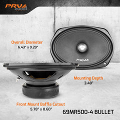 PRV Audio 69MR500-4 BULLET 6X9" Mid Range Bullet Loudspeaker