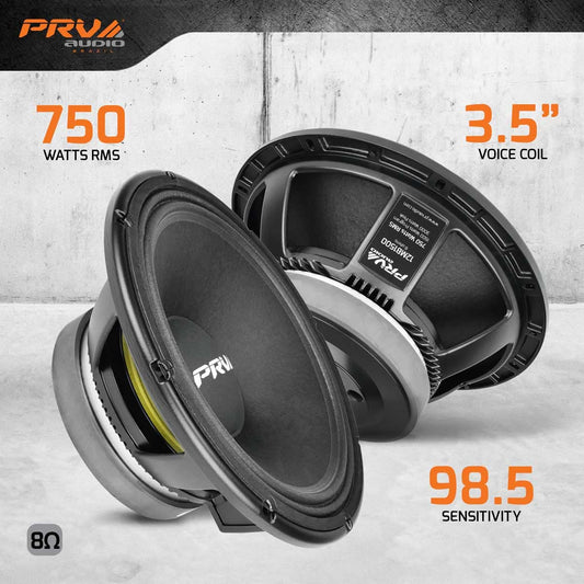 PRV AUDIO 12MB1500 12" Mid Bass 8 ohms Pro Audio Speaker 98.5dB 750 Watts RMS 3.5" VC (Single)