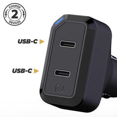 SCOSCHE CPDC8C8-SP Power Volt 36W Certified USB Type-C + Type-C Fast Car Charger Power Delivery 3.0 for standard USB-C Devices
