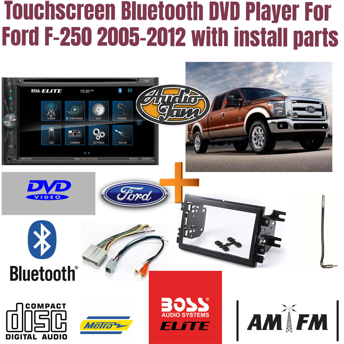 Touchscreen Bluetooth DVD Player For Ford F-250 2005-2012 with install parts