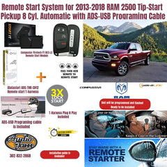 Remote Start System for 2013-2018 RAM 2500 Tip-Start Pickup 8 Cyl. Automatic with ADS-USB Programing Cable