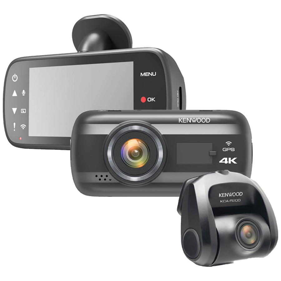 Kenwood DRV-A601WDP 4K Ultra HD Dash Cam w/3" Display, Wi-Fi, & Rear-View Camera