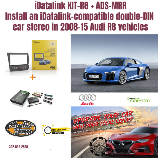 iDatalink KIT-R8 + ADS-MRR Install an iDatalink-compatible double-DIN car stereo in 2008-15 Audi R8 vehicles