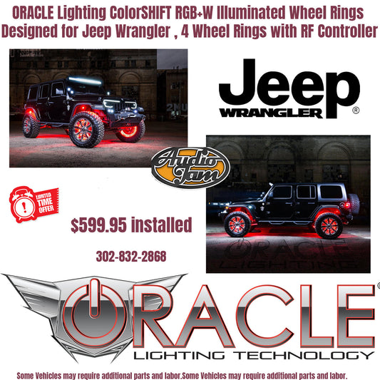 ORACLE 4215-339 Lighting ColorSHIFT RGB+W Illuminated Wheel Rings for Jeep Wrangler , 4 Wheel Rings with RF Controller