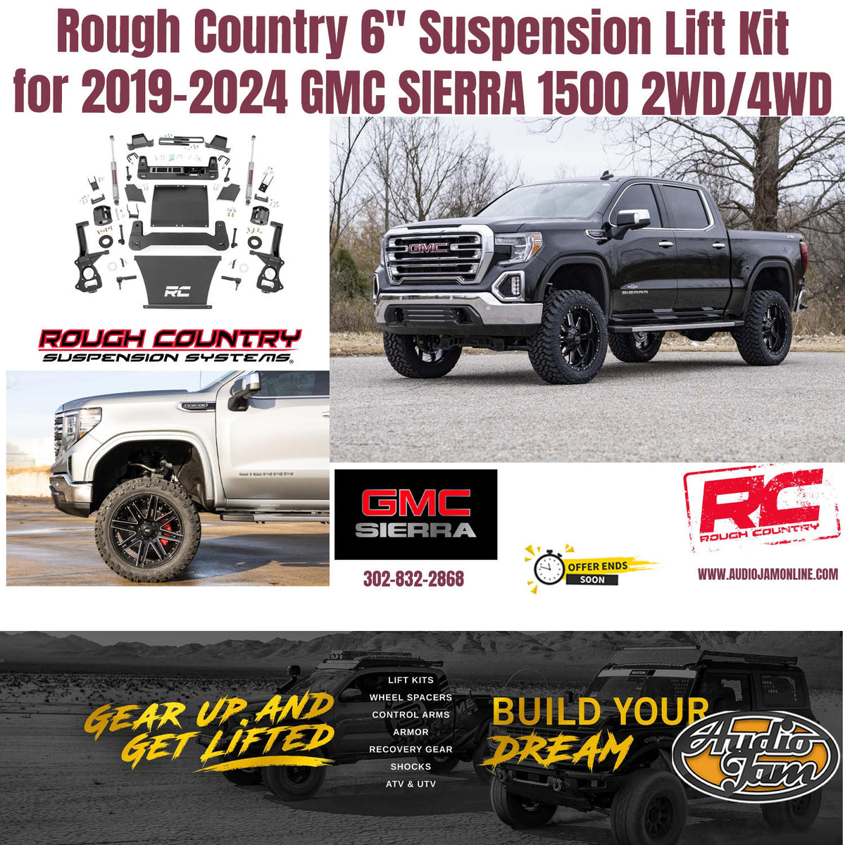 Rough Country 6" Suspension Lift Kit for 2019-2024 GMC SIERRA 1500 2WD/4WD