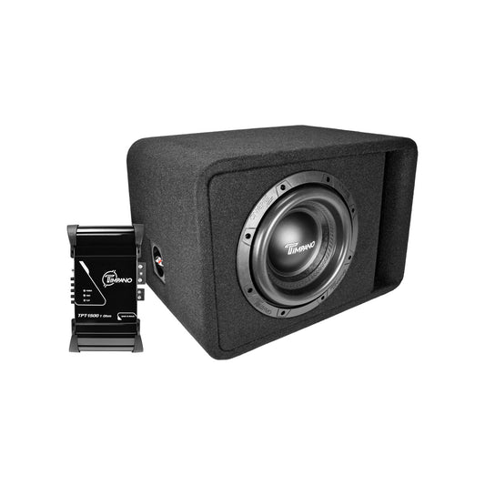 Timpano Audio KIT1xTPT-T2500-1x10D2+1xTPT-15001Ohm 10" Car Audio Subwoofer Box + Amplifier Bundle 1500 Watts 1 Ohm Loaded Ported Enclosure