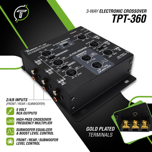 Timpano Audio TPT-360 3 Way Electronic Crossover 6 Channels with Subwoofer Equalizer and Boost Level Control
