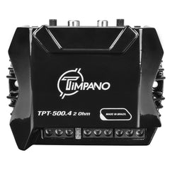 Timpano Audio TPT-500.4 2 Ohm Compact 4 Channel Car Audio Amplifier 4x 125 Watts at 2 Ohm Mini Stereo 12 volts Fullrange Class D Amp Bridgeable