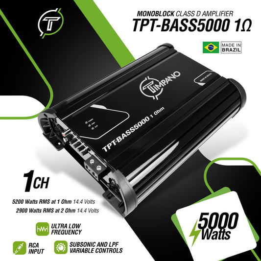 Timpano Audio TPT-BASS5000 1 Ohm 5000 Watts Car Audio Bass Amplifier   12 volts Monoblock Class D Car Amp