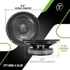 Timpano Audio TPT-MB6-4 SLIM 6.5" Shallow Car Audio Midbass Loudspeaker 4 Ohm
