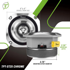 Timpano Audio TPT-ST25 CHROME 4" PRO Audio Super Tweeters 900 Watts 8 Ohm Pair