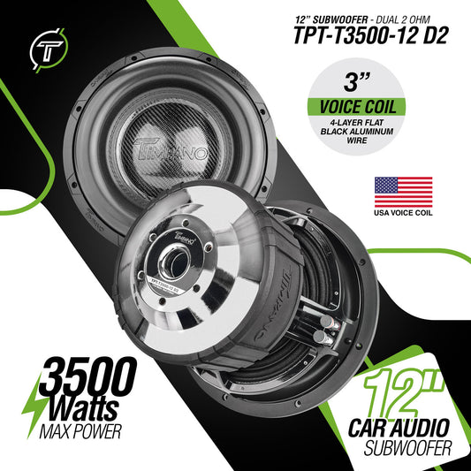 Timpano Audio TPT-T3500-12 D2 12" Car Audio Subwoofer 3500 Watts Dual 2 Ohm Ultimate Performance