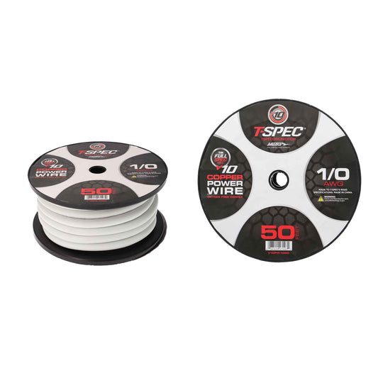 T-SPEC V10PW-1050 1/0 AWG 50FT MATTE PEARL OFC POWER WIRE - v10 SERIES
