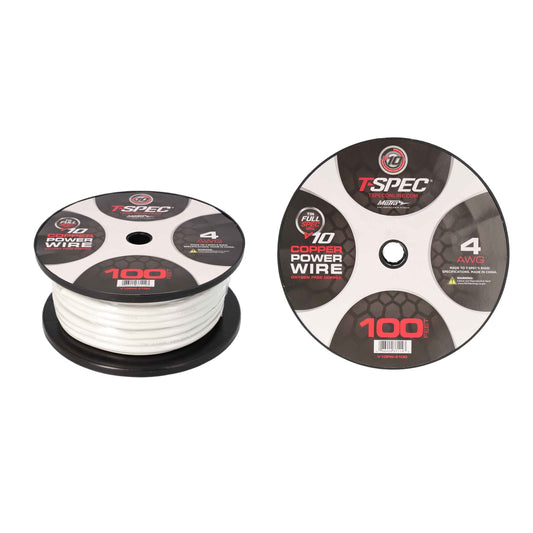 T-SPEC V10PW-4100 4 AWG 100FT MATTE PEARL OFC POWER WIRE - v10 SERIES