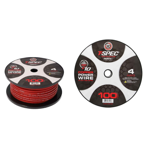 T-SPEC V10PW-4RD100 4 AWG 100FT MATTE RED OFC POWER WIRE - v10 SERIES