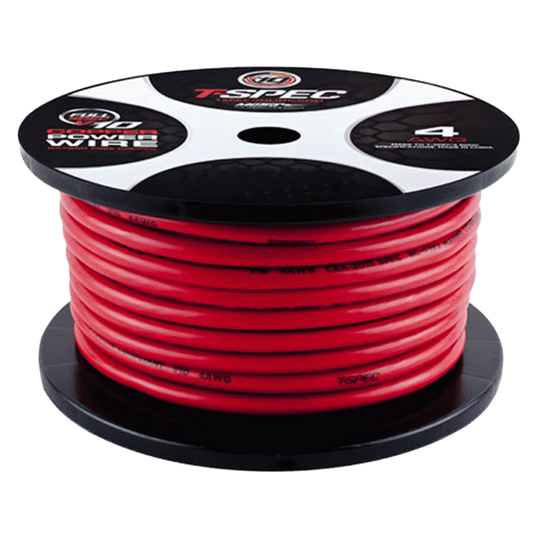 T-SPEC V10PW-4RD100 4 AWG 100FT MATTE RED OFC POWER WIRE - v10 SERIES