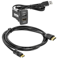 Accele Electronic USBRHDMI2 HDMI And USB Input Jack Panel With Extension Cable