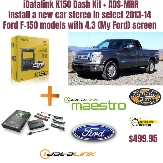 iDatalink K150 Dash Kit + ADS-MRR Install a new car stereo in select 2013-2014 Ford F-150 models with 4.3″ (My Ford) screen