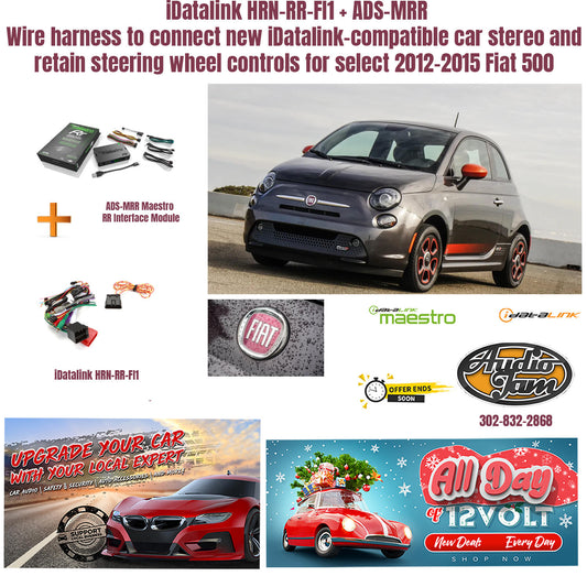 iDatalink HRN-RR-FI1 + ADS-MRR  Wire harness to connect new iDatalink-compatible car stereo and retain steering wheel controls for select 2012-2015 Fiat 500