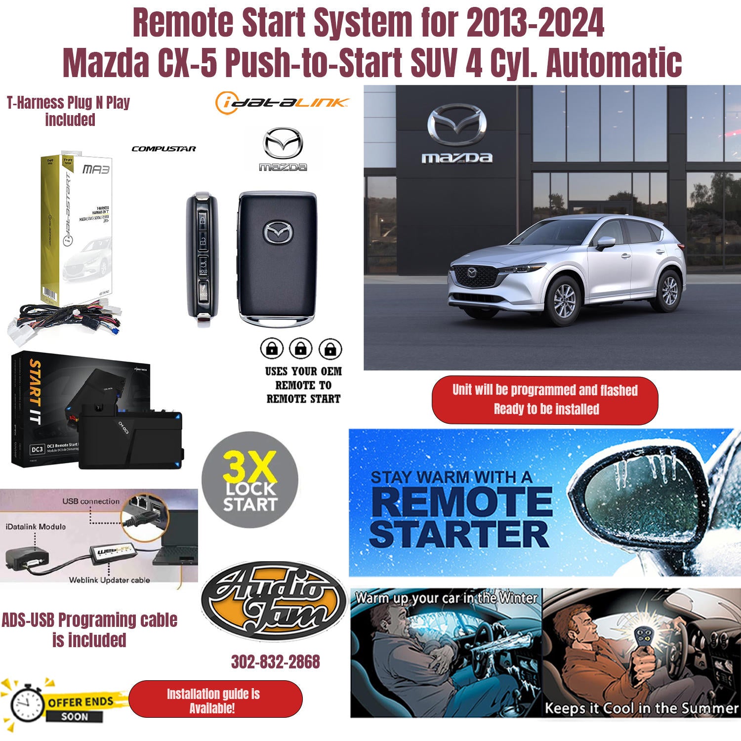 Remote Start System for 2013-2024 Mazda CX-5 Push-to-Start SUV 4 Cyl.
