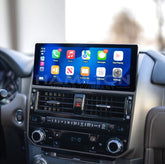 Apple Carplay radio dashboard with a touchscreen display showing app icons