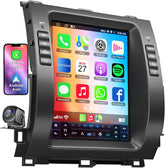 Car stereo system with touchscreen display and wireless carplay icon.