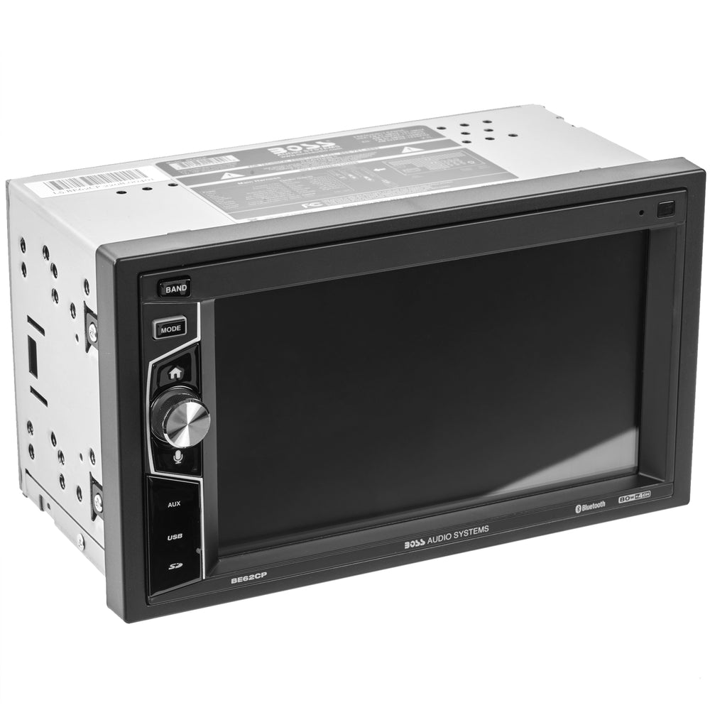 Car multimedia player with screen and control buttons on a white background