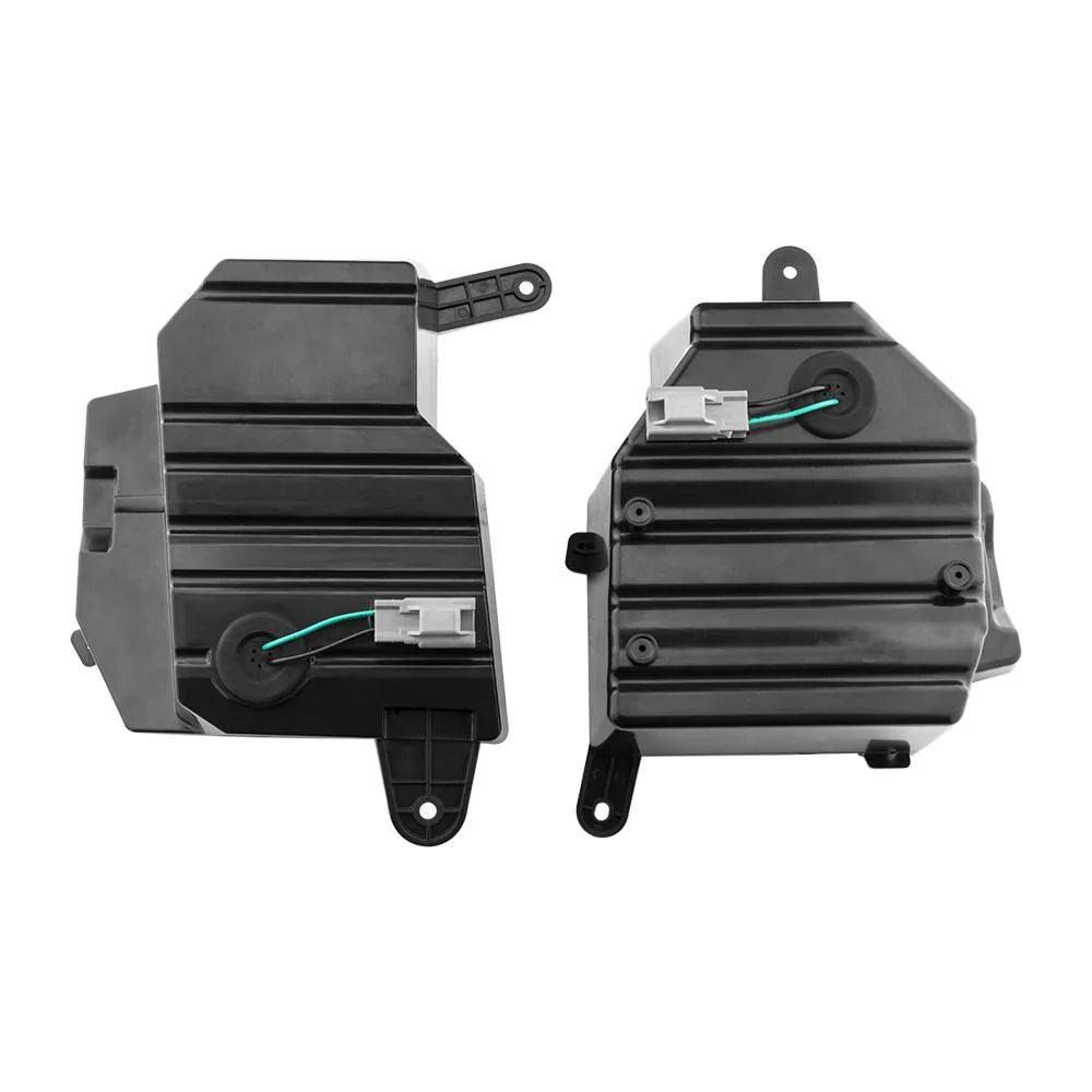 Two black electrical components on a white background