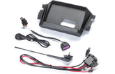 Car stereo installation kit with wiring harnesses on a white background