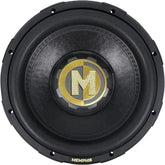 Memphis car subwoofer with gold logo on a white background