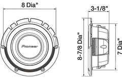 Pioneer TS-A2000LD2 8" Shallow Mount 2 Ohm DVC Subwoofer (250w rms 700w peak)