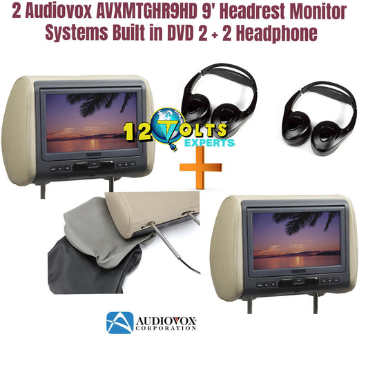 2 Audiovox AVXMTGHR9HD 9' Headrest Monitor Systems Built in DVD 2 2 Headphone