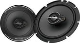 Pair of Pioneer car speakers on a white background
