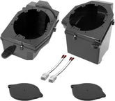 Two black plastic enclosures with connectors on a white background