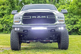 Front view of a Ram truck with a steal front bumper