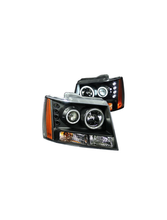 Anzo ANZ111109 Projector with Halo Black Clear Amber (CCFL) Headlights for Chevrolet Tahoe / Suburban / Avalanche 2007 - 2013