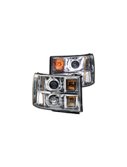 Anzo ANZ111283 Chrome Projector with U-Bar Amber Headlights for GMC Sierra 1500/2500/3500 2007 - 2013