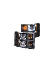 Anzo ANZ111284 Projector with U-Bar Black Clear Amber Headlights for GMC 1500/2500/3500 2007 - 2013 Sierra