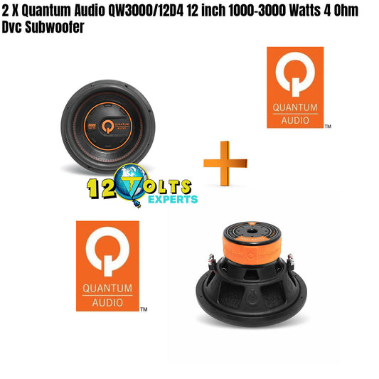 2 X Quantum Audio QW3000/12D4 12 inch 1000-3000 Watts 4 Ohm Dvc Subwoofer