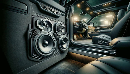 Picture a vehicle's door with numbers of speakers