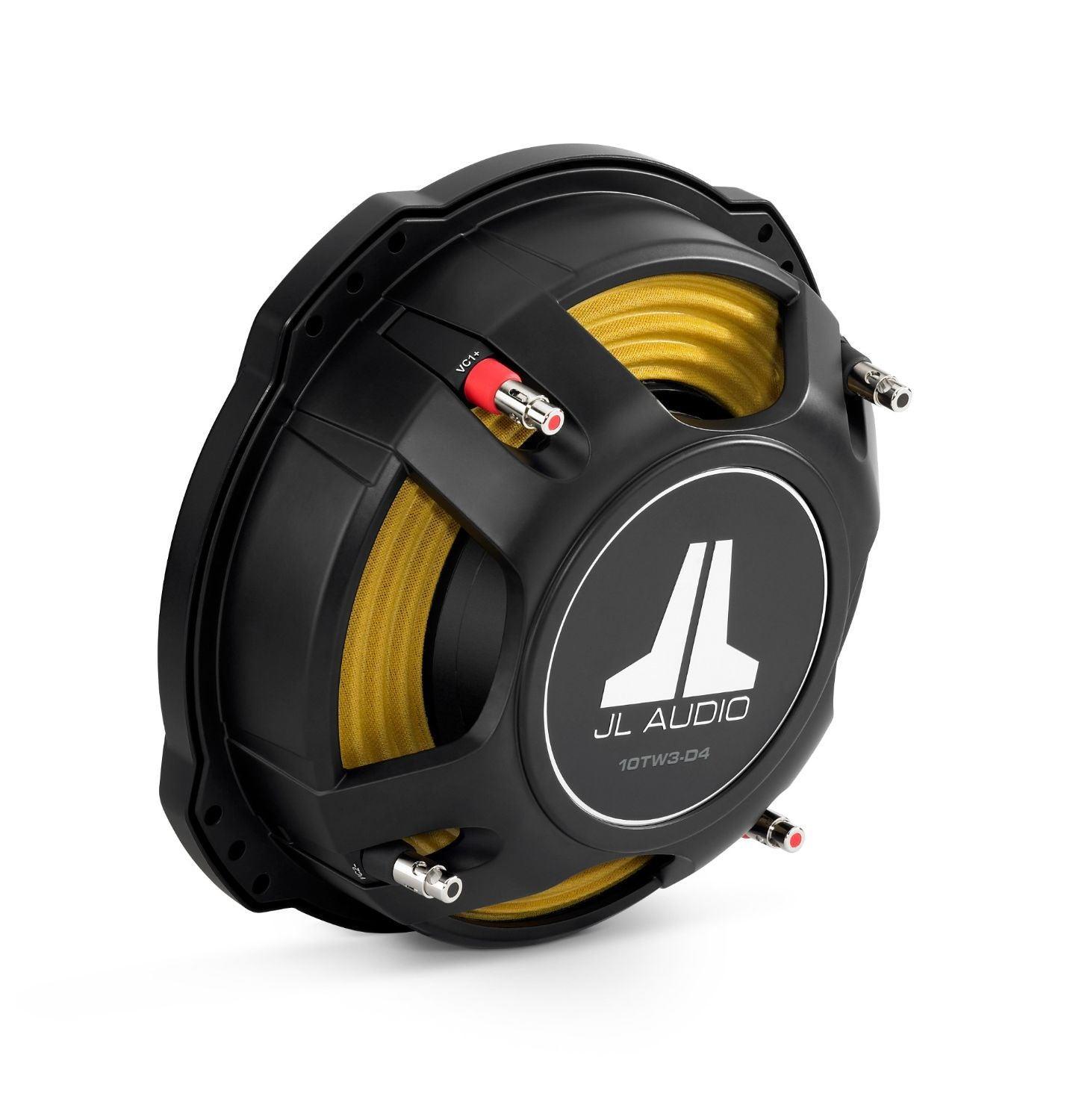 JL Audio 10TW3-D4 10-inch thin-line subwoofer driver (400W, dual 4 ohm voice coils)