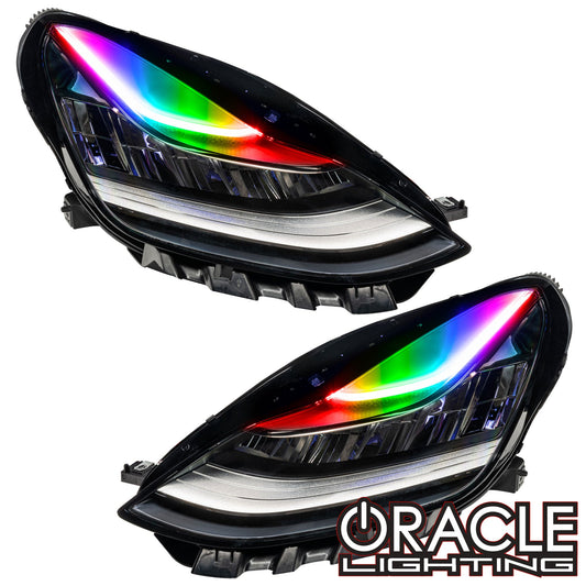 Oracle Lighting 1286-504 - 201720 Tesla Model 3 Headlights ColorSHIFT DRL Upgrade - ColorSHIFT - w/Simple Controller