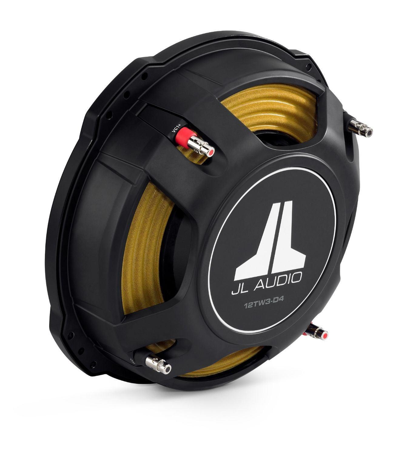 JL Audio 12TW3-D4 12-inch thin-line subwoofer driver (400W, dual 4 ohm voice coils)