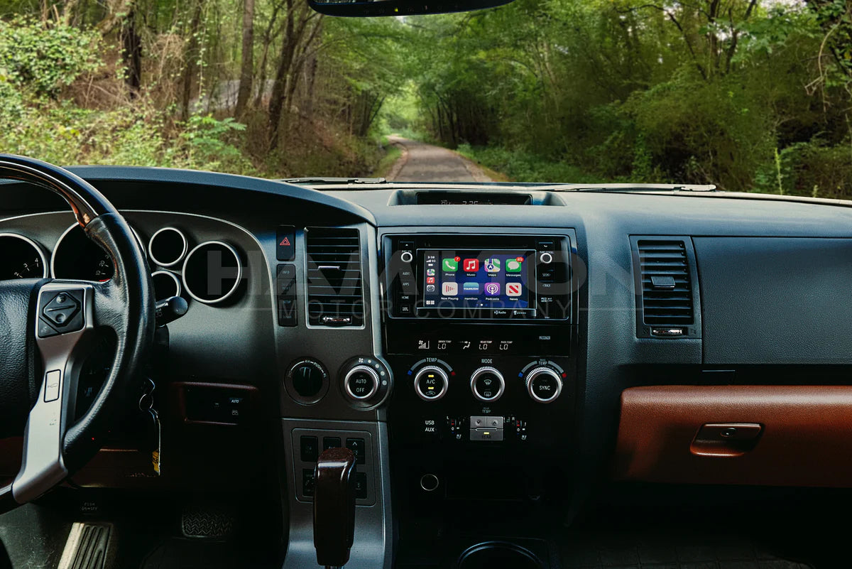 Picture of interior of a Toyota Sequoia with an Apple CarPlay receiver
